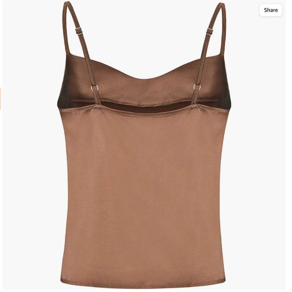 Womens Silk Spaghetti Strap Camisole Adjustable Satin Slip Soft Tank - Picture 3 of 3